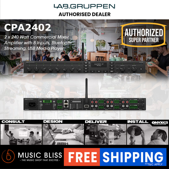 Lab Gruppen CPA2402 8-Input Commercial Mixer Amplifier with Bluetooth and USB Media Player