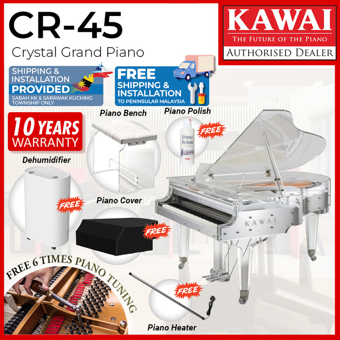 Kawai CR-45 [Made In Japan] Crystal Grand Piano - Transparent Body