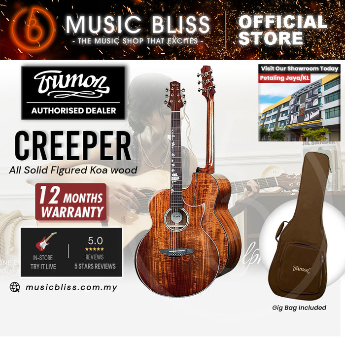 Trumon Creeper All Solid Figured Koa wood Acoustic Guitar