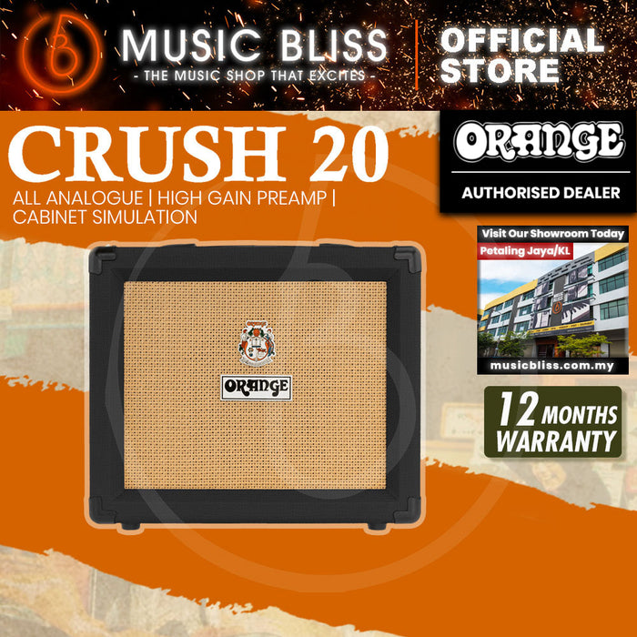 Orange Crush 20 - 20-watt 1x8" Best Beginner Electric Combo Amp with FREE Wireless Guitar System - Home Practice Amp Bundle - Black