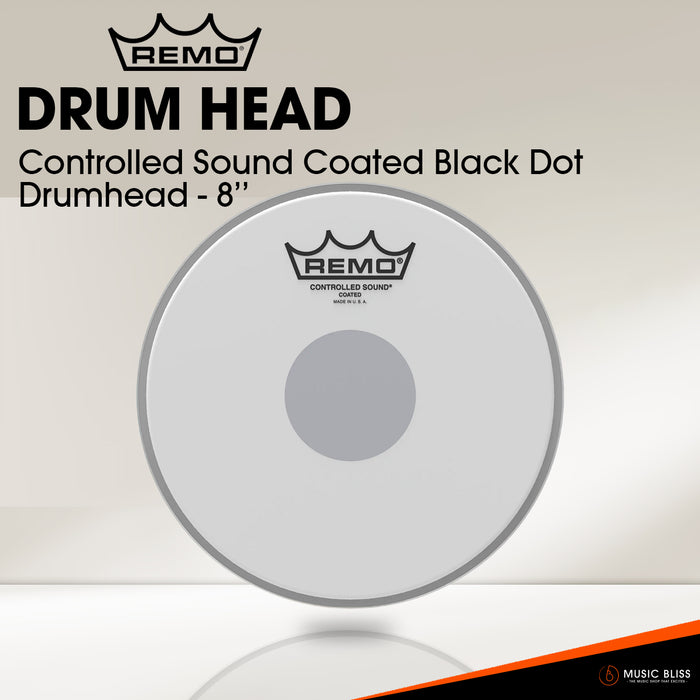 Remo Controlled Sound Coated Black Dot Drumhead - 8'' - Bottom Black Dot