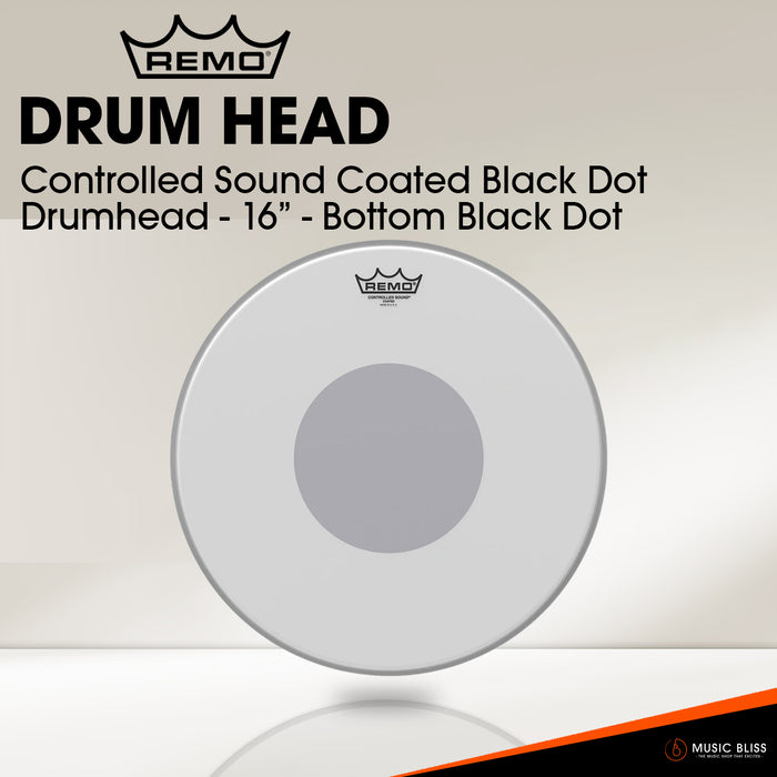 Remo Controlled Sound Coated Black Dot Drumhead - 16" - Bottom Black Dot