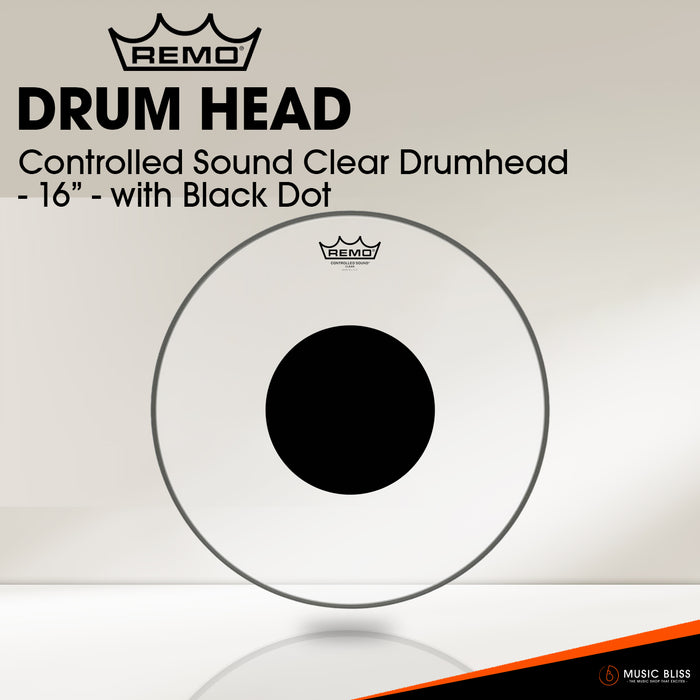 Remo Controlled Sound Clear Drumhead - with Black Dot (Available in sizes 8"-22")
