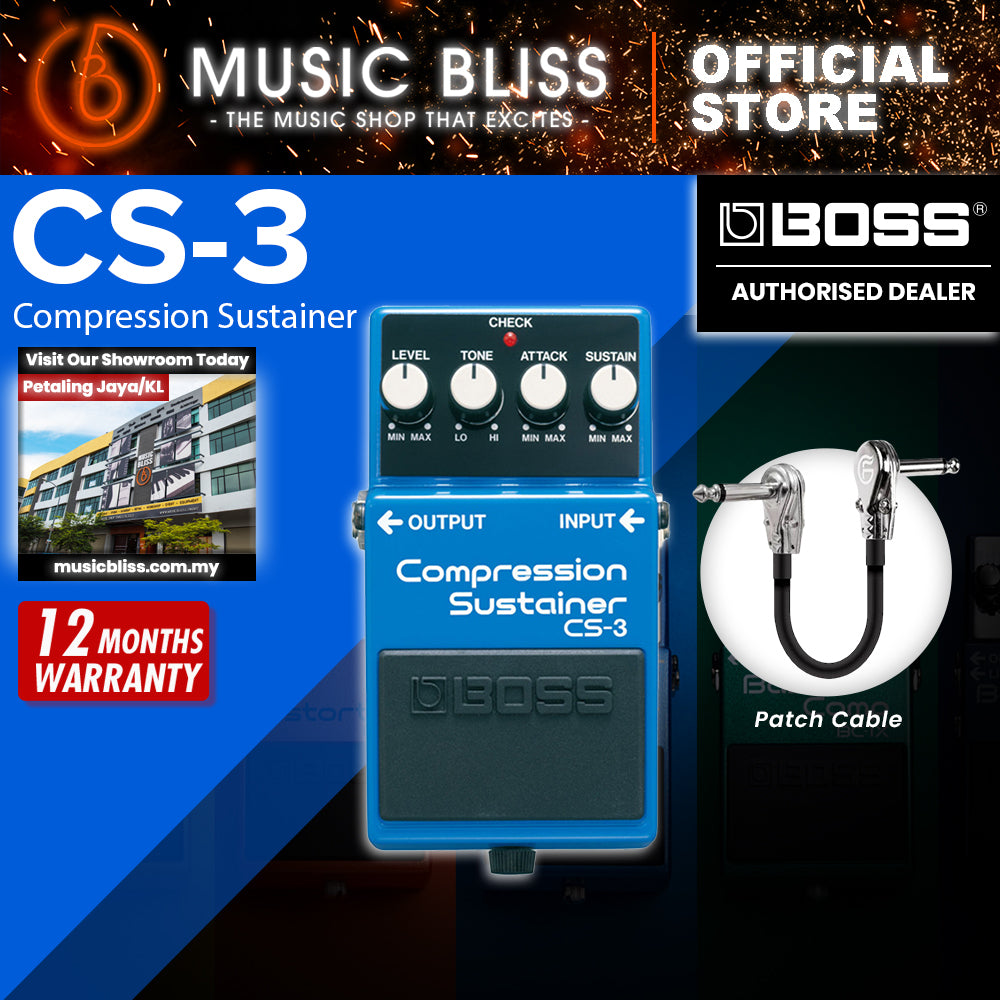 Boss CS-3 Compression Sustainer Guitar Pedal (CS3) | Music Bliss
