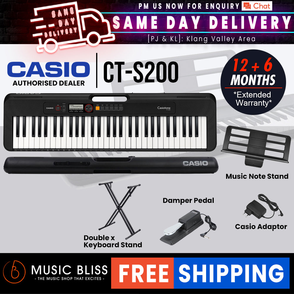 Casio CT-S200 61-Keys Casiotone Keyboard with FREE Keyboard Stand