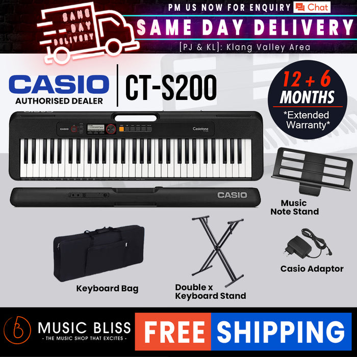 Casio CT S200 61 Keys Casiotone Keyboard with FREE Keyboard Stand Black CTS200 CT S200 Music Bliss Malaysia