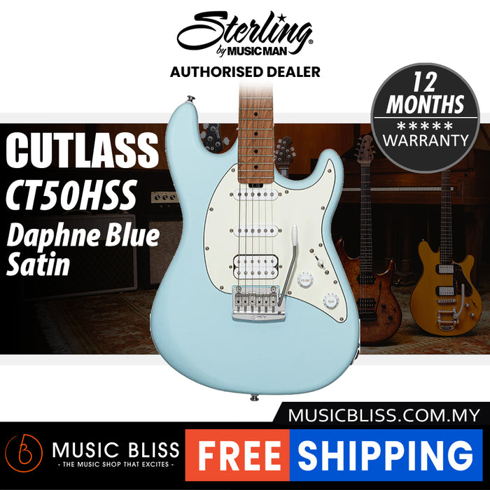 Sterling By Music Man Cutlass CT50HSS Electric Guitar - Daphne Blue Satin