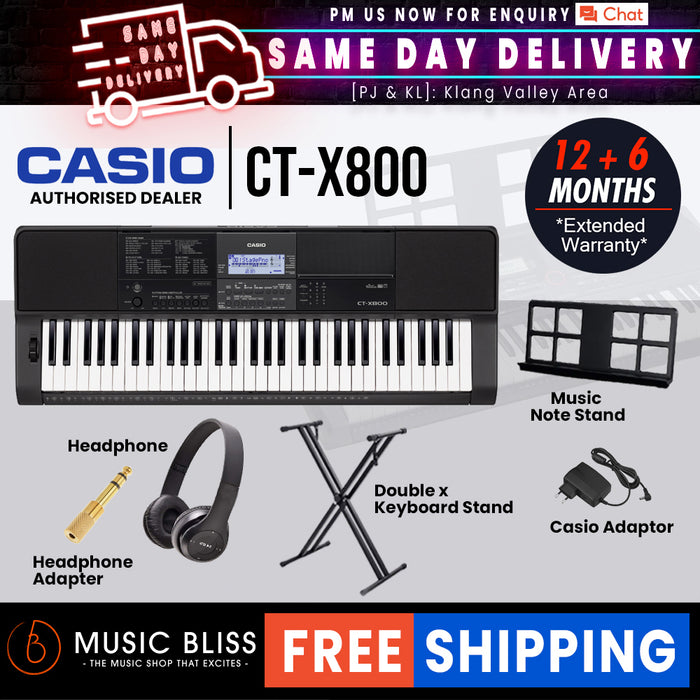 Casio CT-X800 61-Keys Portable Keyboard with FREE Keyboard Stand - Music Bliss Malaysia