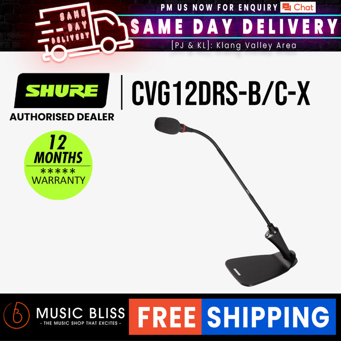 Shure CVG12DRS-B/C 12″ Gooseneck Condenser Microphone - Music Bliss Malaysia