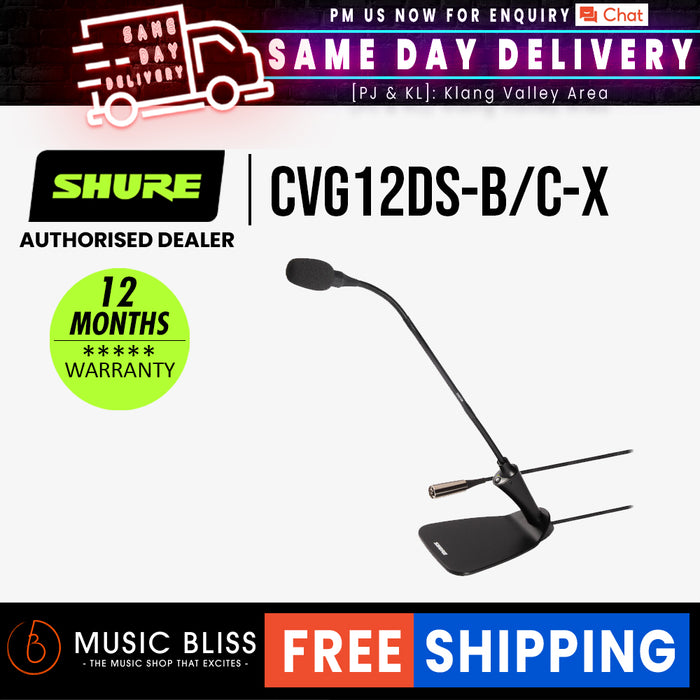 Shure CVG12DS-B/C 12" Gooseneck Condenser Microphone - Music Bliss Malaysia