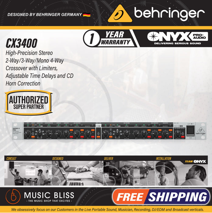 Behringer Super-X Pro CX3400 V2 2-/3-way Stereo, 4-way Mono Crossover - Music Bliss Malaysia