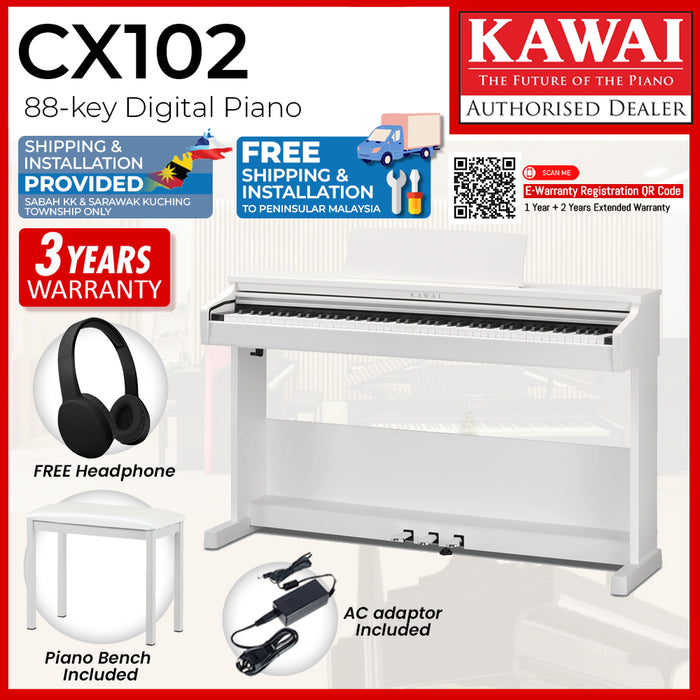 Kawai CX102 Digital Piano - Embossed White