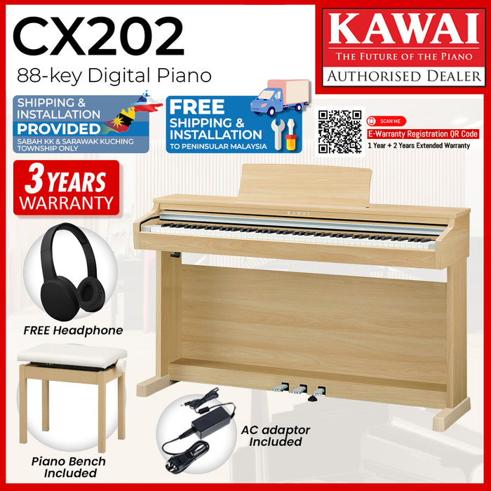 Kawai CX202 Digital Piano - Premium Light Oak