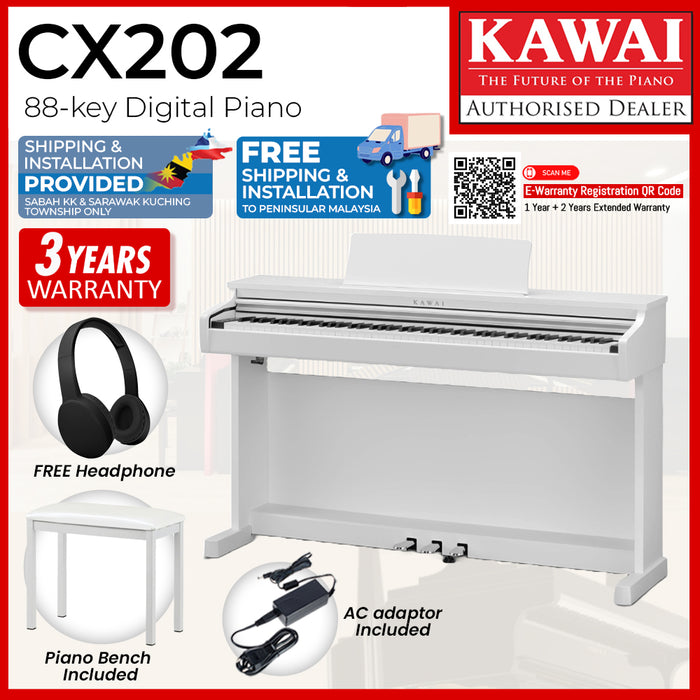 Kawai CX202 Digital Piano - Premium Satin White