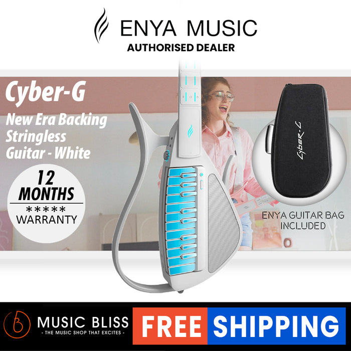 Enya Cyber-G Keyboard Model - New Era Backing Stringless Guitar - White