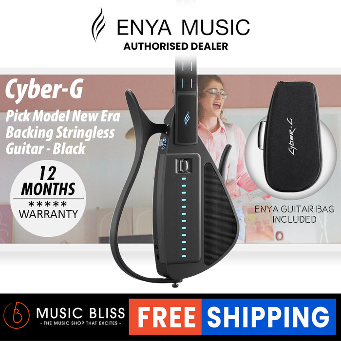 Enya Cyber-G Pick Model - New Era Backing Stringless Guitar - Black