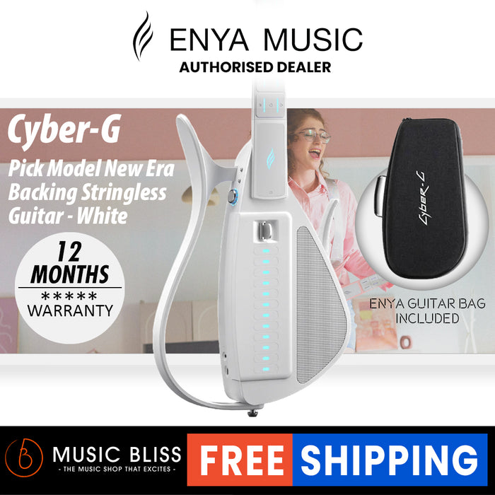 Enya Cyber-G Pick Model - New Era Backing Stringless Guitar - White