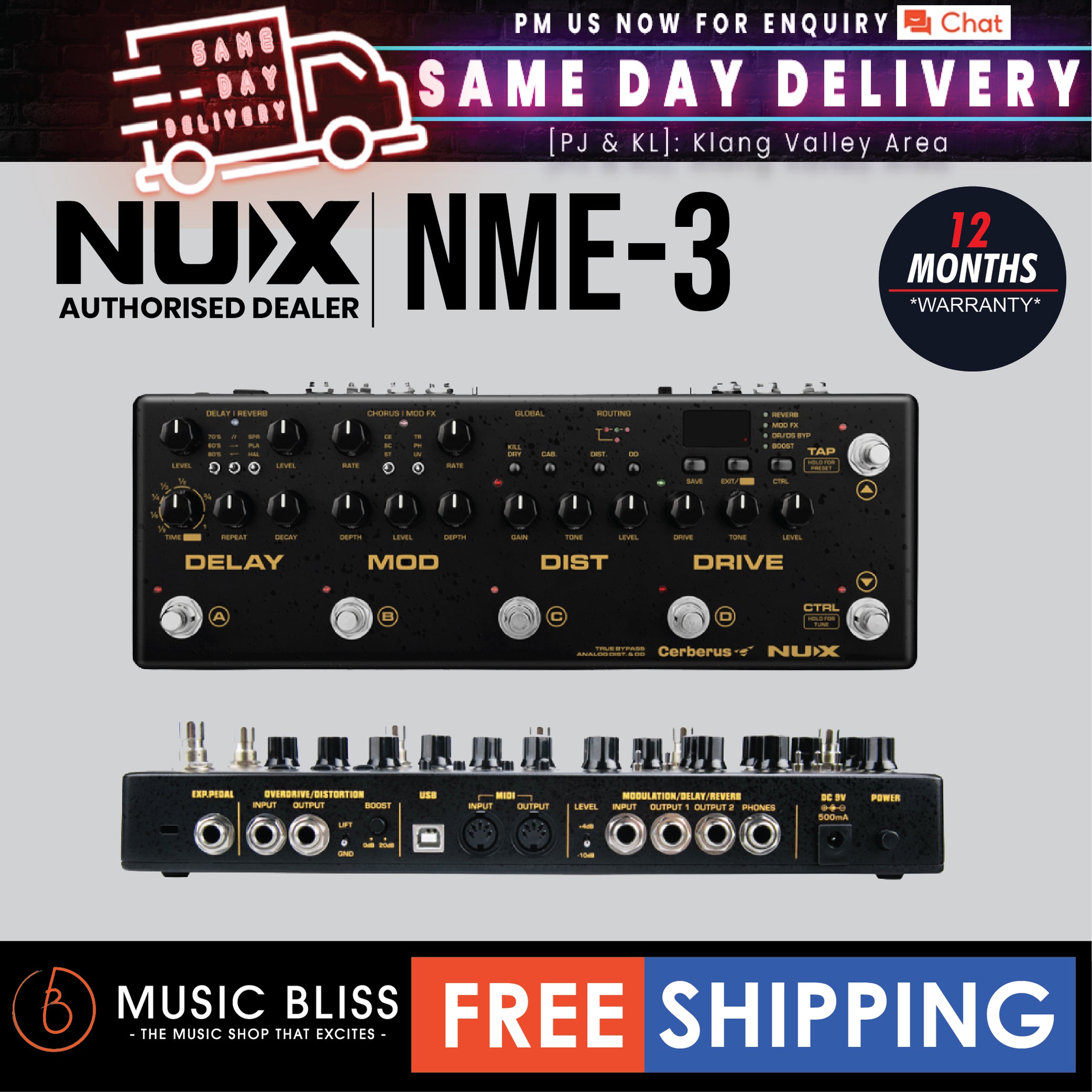 NUX NME3 Cerberus Integrated Multi Function Guitar Effects and