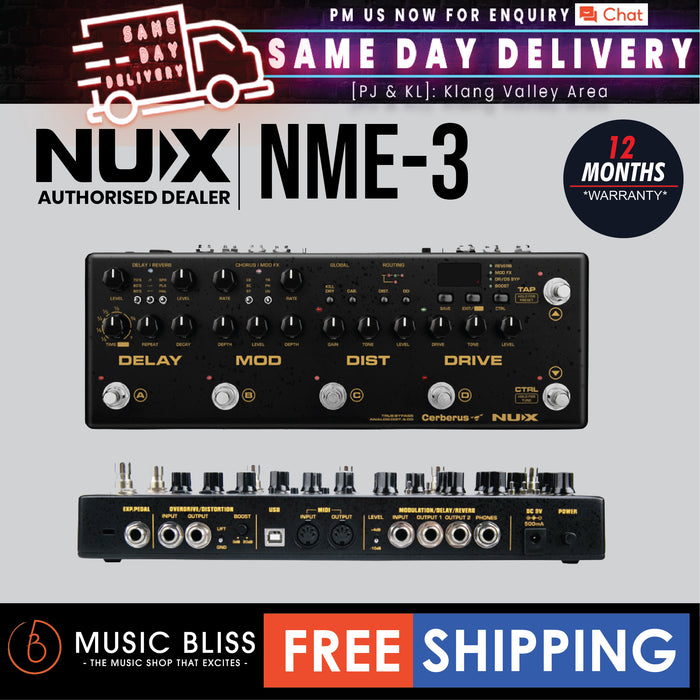 NUX NME-3 Cerberus Integrated Multi Function Guitar Effects and Controller Footswtich Pedal - Music Bliss Malaysia