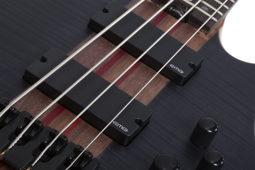 Schecter Charles Berthoud CB-4 Electric Bass Guitar - See-Thru Black Satin