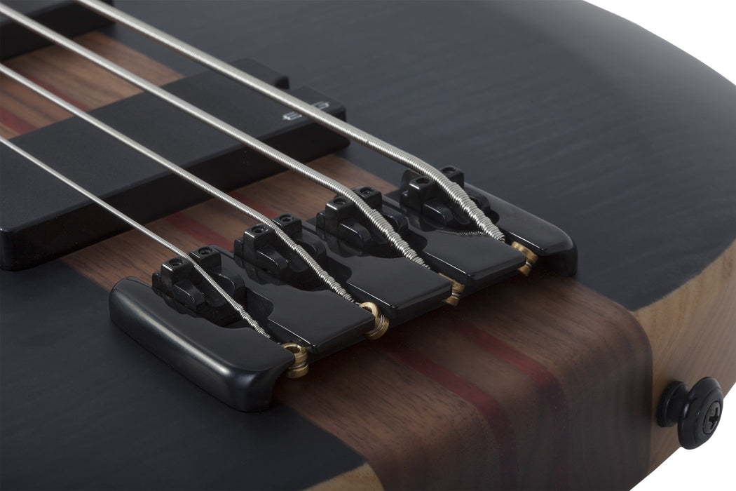 Schecter Charles Berthoud CB-4 Left-Handed Electric Bass Guitar - See-Thru Black Satin