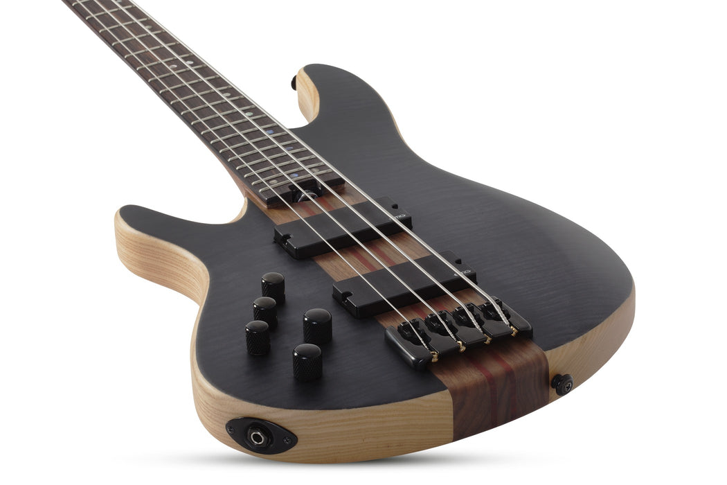 Schecter Charles Berthoud CB-4 Left-Handed Electric Bass Guitar - See-Thru Black Satin