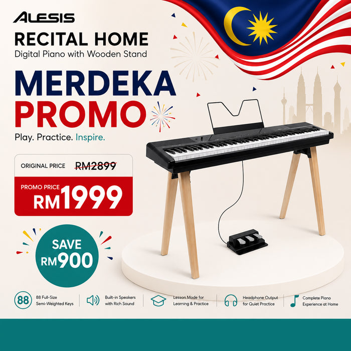 Alesis Recital Home 88-Key Contemporary Home Digital Piano with Wooden Stand - Black