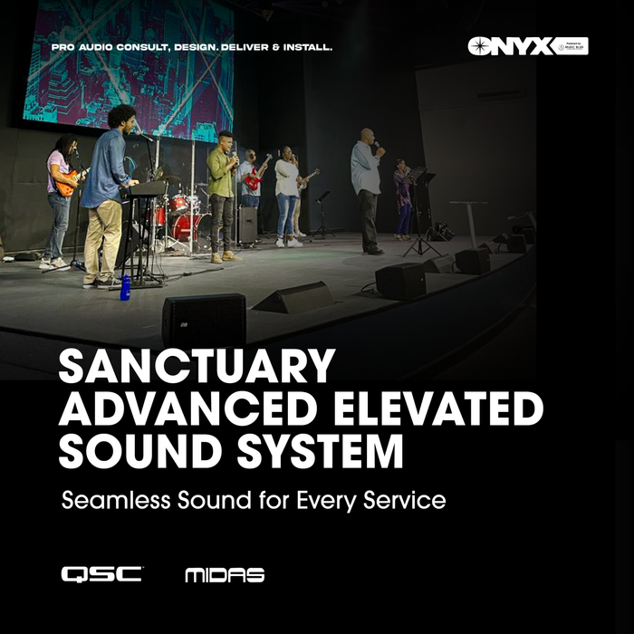 Church Sound System Package with Midas M32 LIVE Digital Mixer, DL32 Stage Box, QSC K12.2 Speakers, CP12 Powered Speakers and KS118 Subwoofer