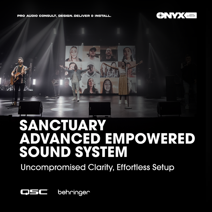 Church Sound System Package with Behringer WING Digital Mixer, S32 Stage Box, QSC E112 Speakers, CP12 Speakers, KS118 Subwoofer and GXD4 Power Amplifier