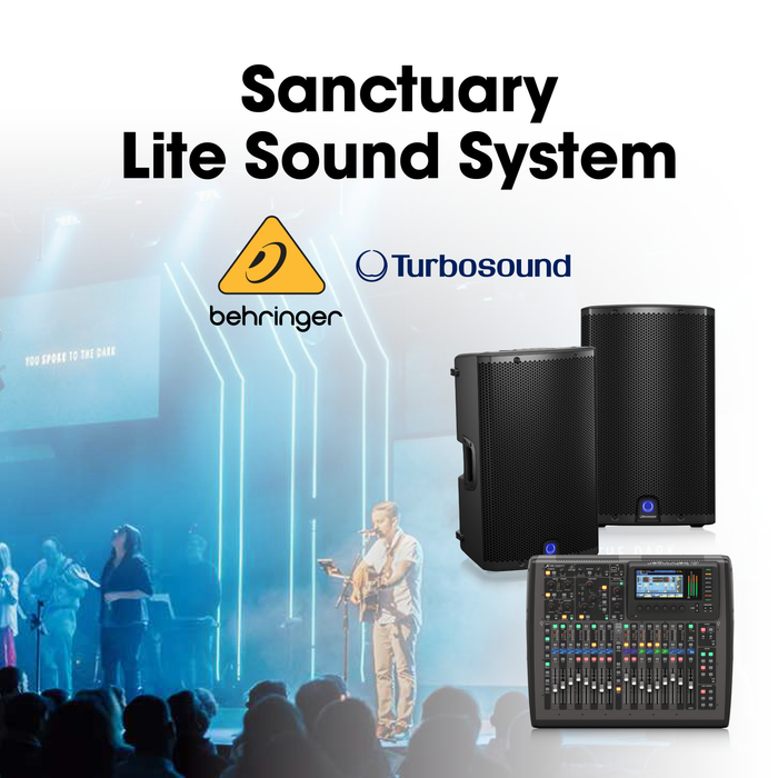 Church Sound System Package with Behringer X32 COMPACT 40-channel Digital Mixer, Turbosound iQ12 Speakers, iQ18B Powered Subwoofer and Behringer SD16 Stage Box