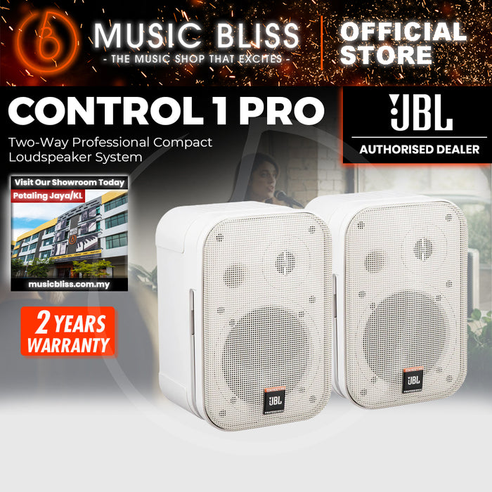 JBL Control 1 Pro 5" Two-Way Professional Compact Loudspeaker - White - Pair