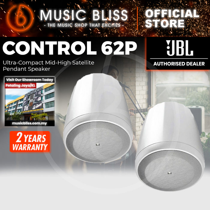 JBL Control 62P Ultra-Compact Mid-High Satellite Pendant Speaker - Pair - White