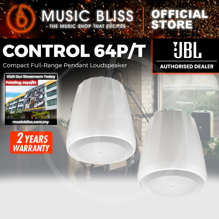 JBL Control 64P/T Compact Full-Range Pendant Loudspeaker - Pair - White