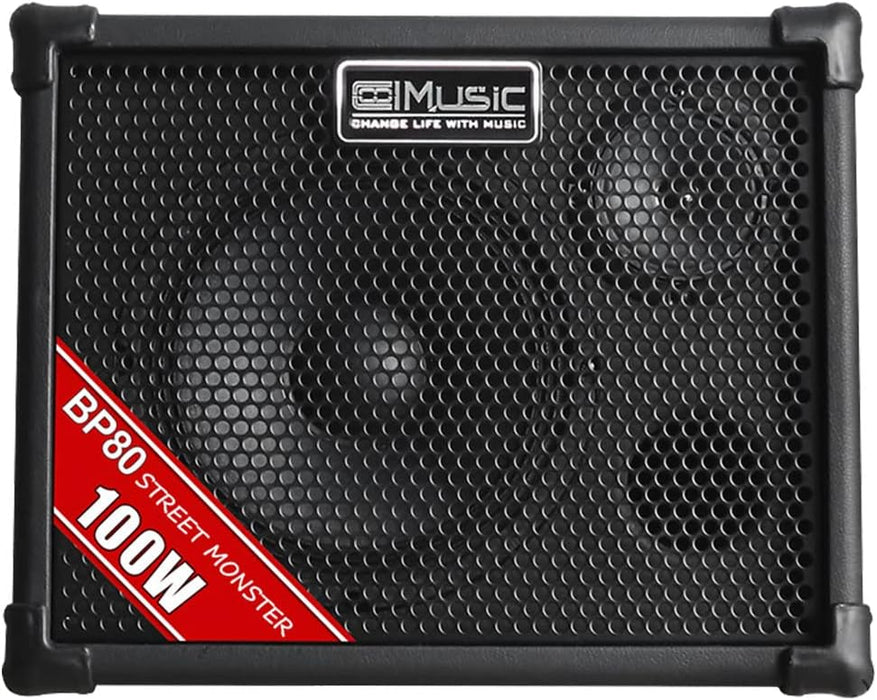 Cool Music BP-80 100-Watt Battery Powered Acoustic Guitar Amplifier - Black