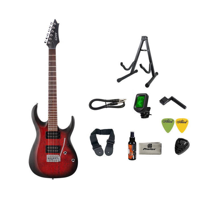 Cort X Series X100 Electric Guitar with Bag - Open Pore Black Cherry Burst