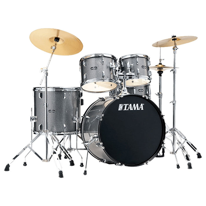 Tama Stagestar 5-piece Drum Set with Drumsticks and Throne - 22 Inch Bass Drum - Cosmic Silver Sparkle