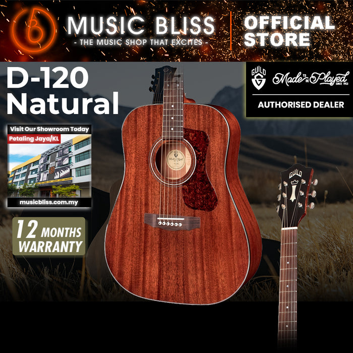 Guild D-120 Acoustic Guitar with Gig Bag - Full Solid Mahogany - Natural