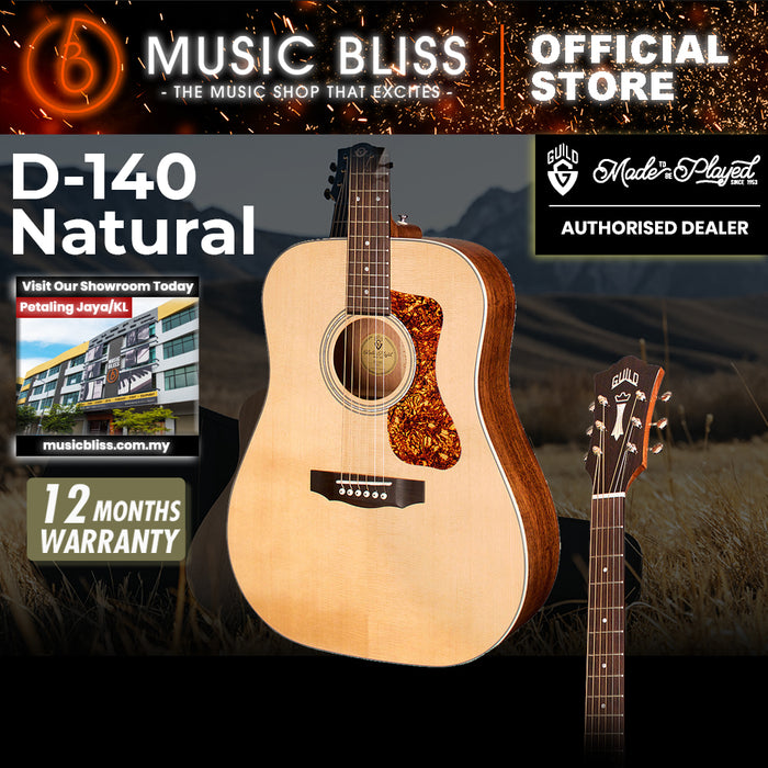 Guild D-140 Acoustic Guitar with Gig Bag - Solid Spruce Top, Solid Mahogany Back & Sides