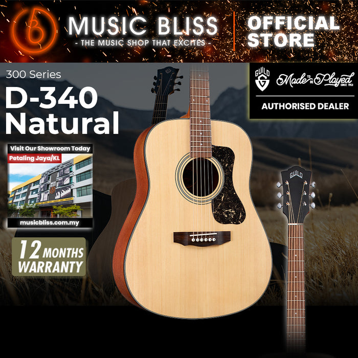 Guild D-340 Acoustic Guitar - Solid Spruce Top, Mahogany Back & Sides