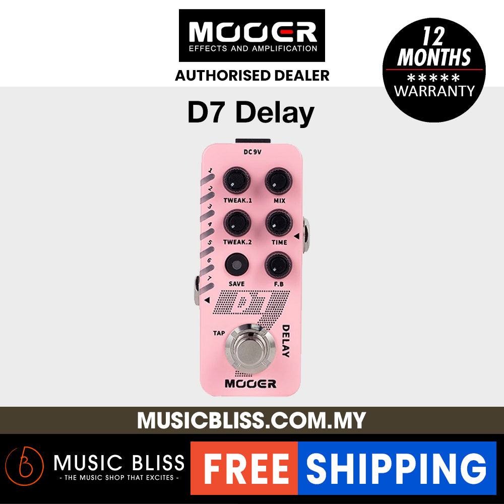 MOOER D7 DELAY X2 - Pedal de retardo estéreo con doble pedal - Audio Pro Perú