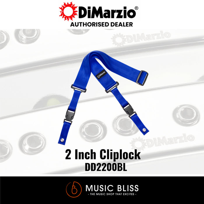 DiMarzio 2" ClipLock Guitar Strap - Blue Nylon DD2200BL - Music Bliss Malaysia