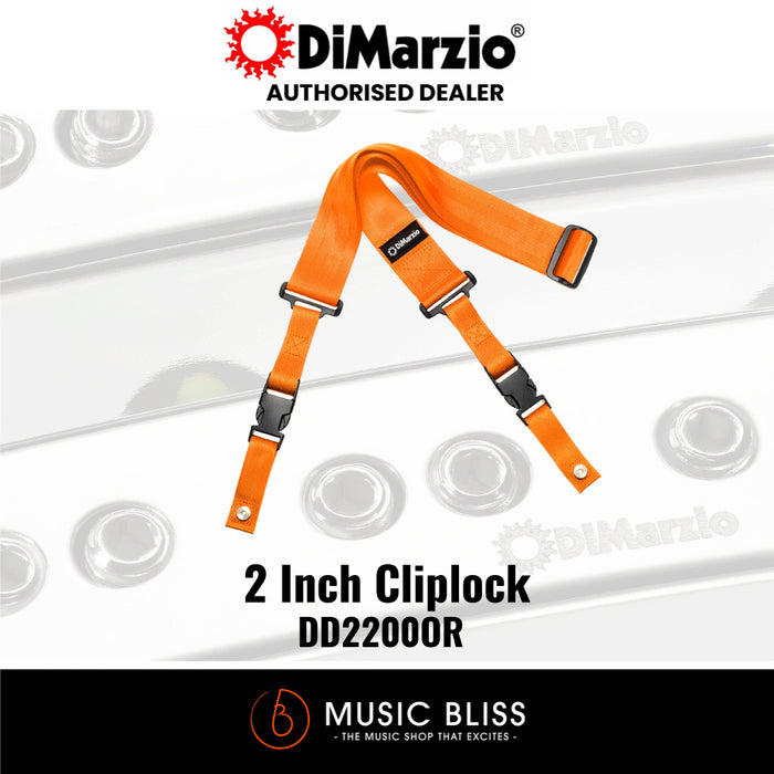 DiMarzio 2" ClipLock Guitar Strap - Orange Nylon DD2200OR - Music Bliss Malaysia