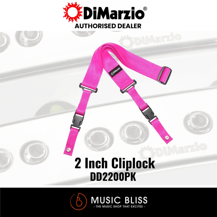 DiMarzio 2" ClipLock Guitar Strap - Pink Nylon DD2200PK - Music Bliss Malaysia