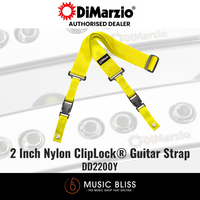 DiMarzio 2" ClipLock Guitar Strap - Yellow Nylon - Music Bliss Malaysia