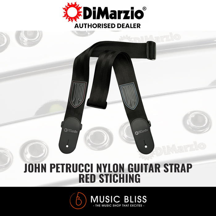 Cintura DiMarzio John Petrucci Signature - Nylon Nero Con Cuciture Rosse, Lunghezza Max 144 Cm - Foto 4