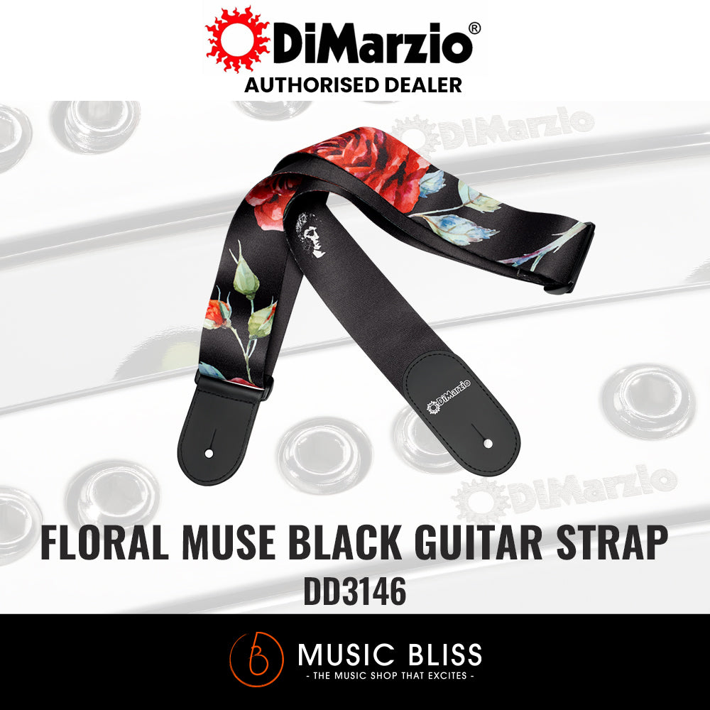 Sangle De Guitare DiMarzio ClipLock - Signature Polyphia - Modèle Floral Muse White - Longueur Max 160 Cm