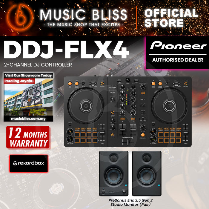 Pioneer DJ DDJ-FLX4 2-deck Rekordbox and Serato DJ Controller