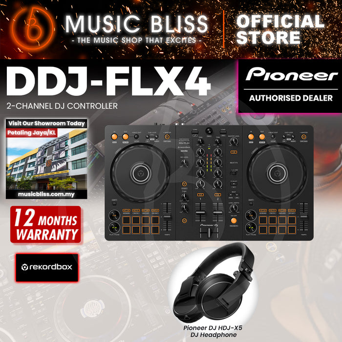 Pioneer DJ DDJ-FLX4 2-deck Rekordbox and Serato DJ Controller