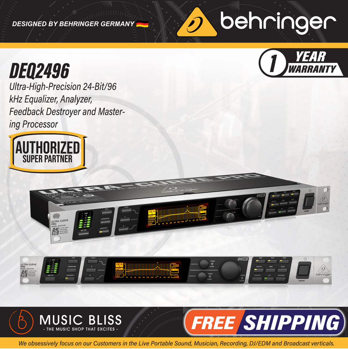 Behringer DEQ2496 Equalizer, Analyzer, Feedback Destroyer