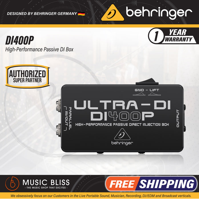 Behringer Ultra-DI DI400P 1-channel Passive Instrument Direct Box - Music Bliss Malaysia